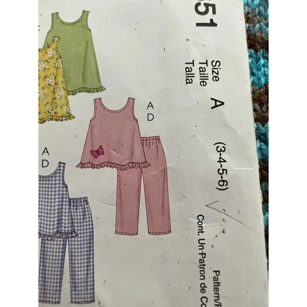 McCalls pattern 5351 girls Aline dress top pants ruffle hem